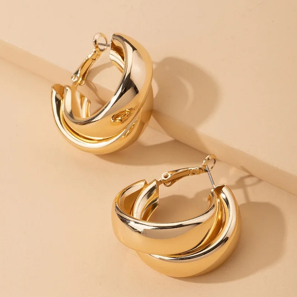 4/$25 Gold Double Hoop Earrings